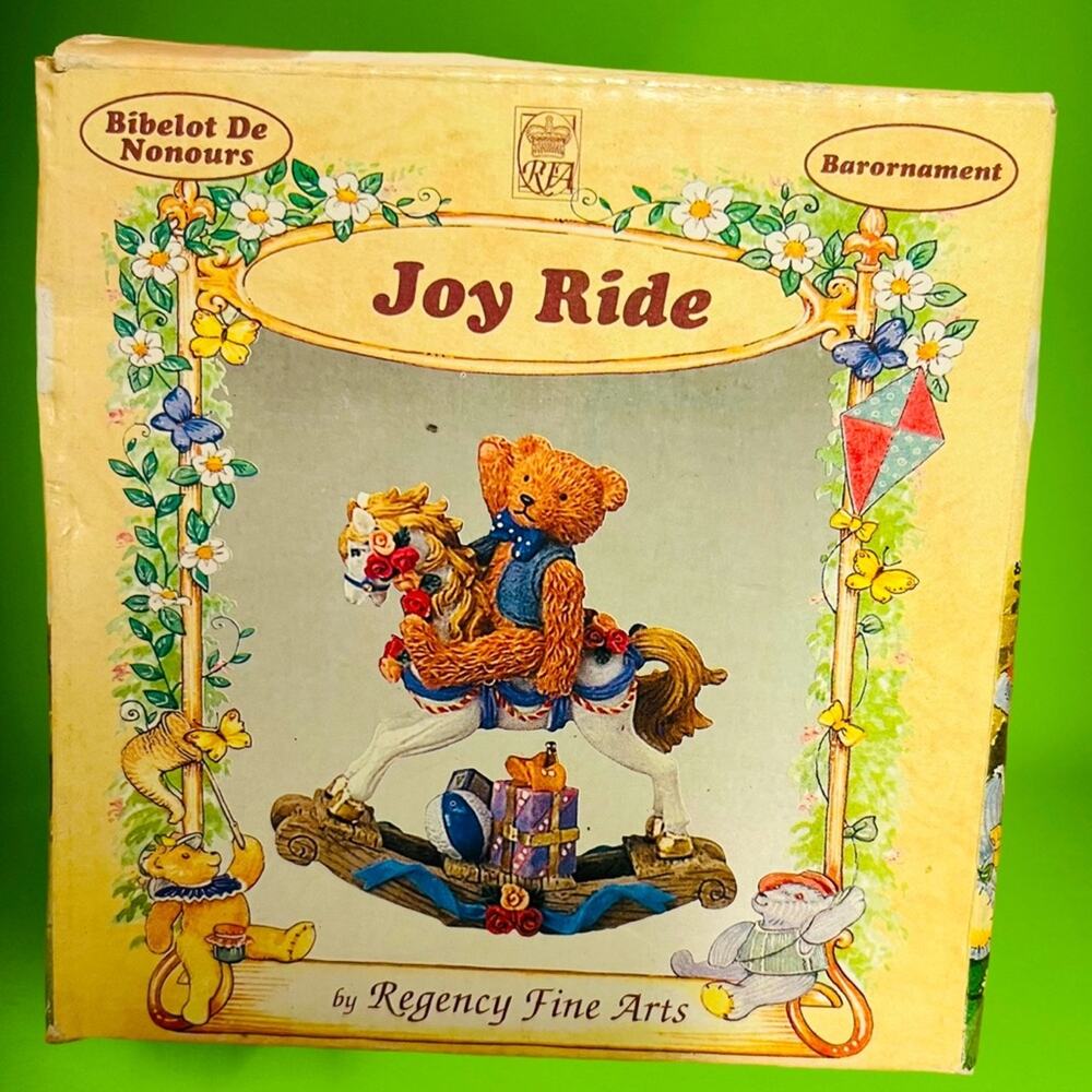 New! In box Vintage Joy Ride Bear by Regency Fine Arts Resin Rocking Chair Horse
